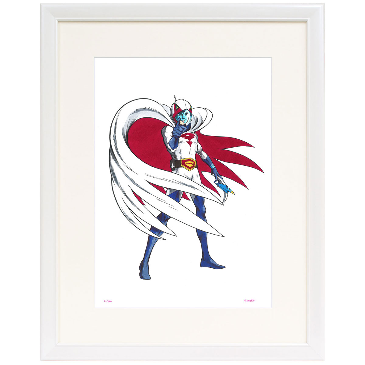 額装版画 「科学忍者隊ガッチャマン !」 吉田すずか タツノコプロ/監修 ジークレー版画 ジクレー 額入り 昭和のテレビアニメ 1972年TV放映 父の日 母の...