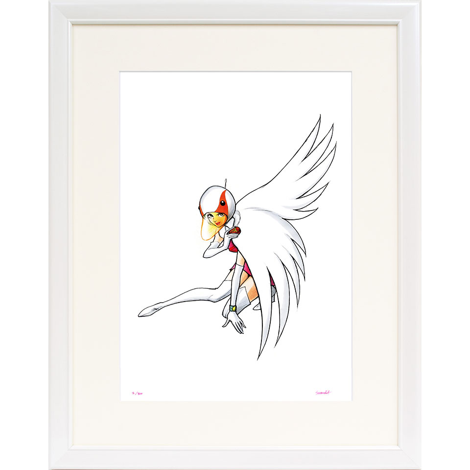 額装版画 「ガッチャマン3号 白鳥のジュン 美ポーズ」 吉田すずか タツノコプロ/監修 ジークレー版画 ジクレー 額入り 昭和のテレビアニメ 1972年TV放映...