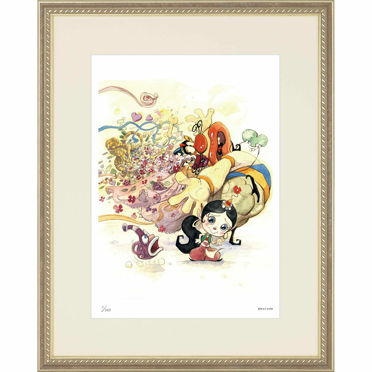 額装版画 「ハクション大魔王 4(大)」 タツノコプロ/監修 ギャグ漫画 コメディ ジークレー版画 ジクレー 額入り 昭和のテレビアニメ 1969年TV放映 父...