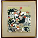 伊藤若冲「群鶏図」 複製画 額入り 色紙額 特殊工芸画 にわとり 動物画 日本画 障壁画 名作 酉 宮内庁三の丸尚蔵館/所蔵 動植綵絵のうち