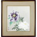 速水御舟「牡丹双華」複製画 額入り 色紙額 特殊工芸画 富貴花 花神 紫 白 植物画 日本画 名作