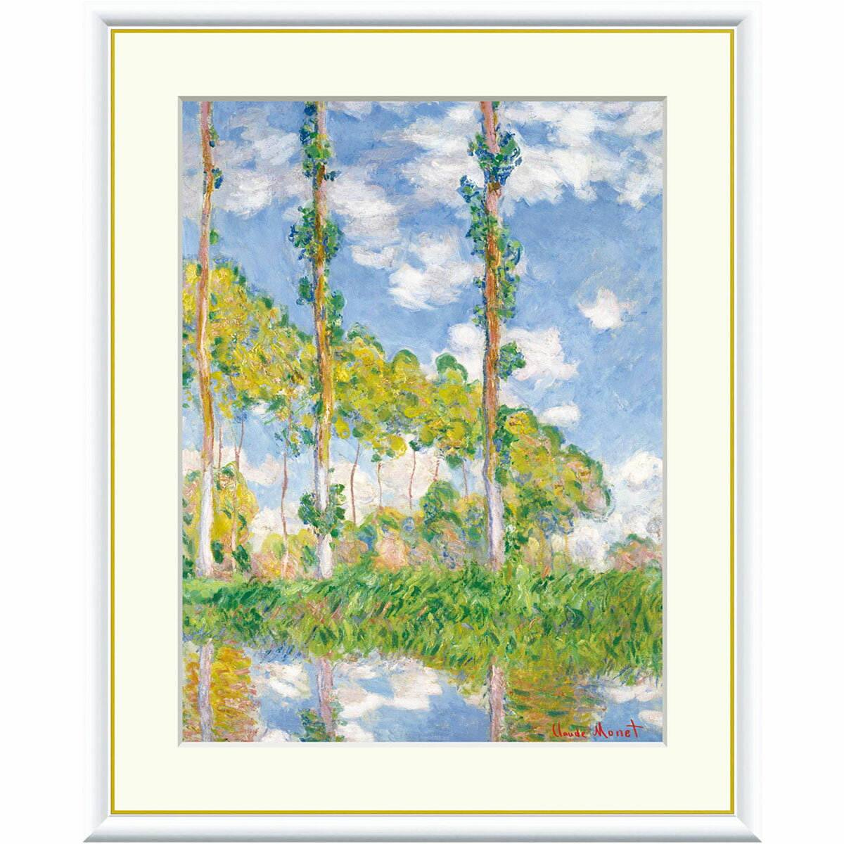 モネ 「陽を浴びるポプラ並木」F4号／F6号　高精彩工芸画　額付き　複製画 　レプリカ　風景画　印象派　フランス　国立西洋美術館（東京）所蔵　洋画　Monet　額前面にUVカット透明アクリル板入り