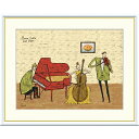 橋北太郎 「ピアノ・チェロ&バイオリン」 F8号(額外寸61x49cm) 高精彩工芸画 額付き 複製画 人物画 楽器 演奏会 トリオ おしゃれ