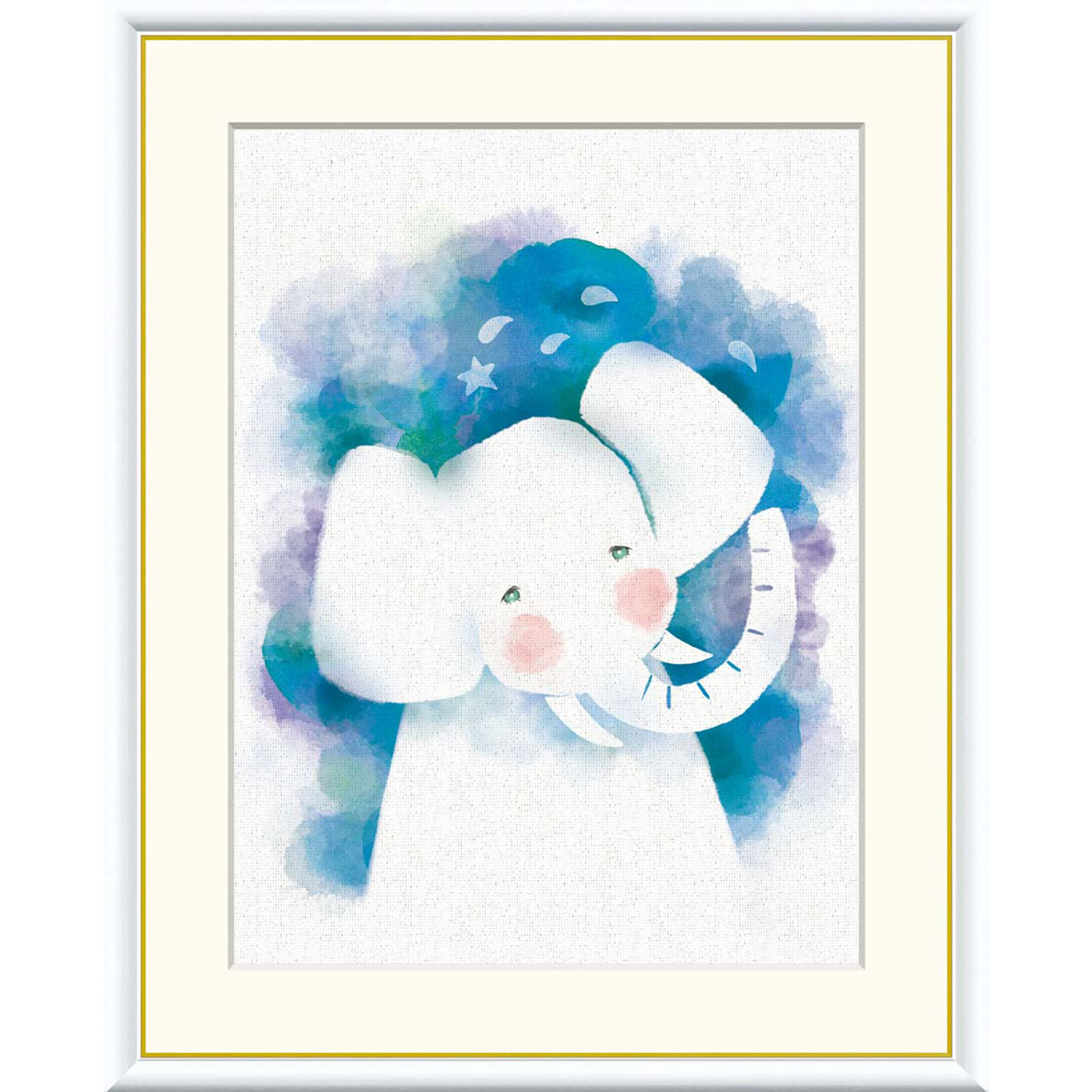 木下つぐみ 「ぞう」 F8号（額外寸61x49cm） 高精彩工芸画　額付き　複製画　動物画 風水開運画 不苦労..