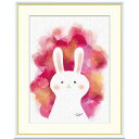 木下つぐみ 「うさぎ」 F8号(額外寸61x49cm) 高精彩工芸画 額付き 複製画 動物画 風水開運画 かわいい 赤