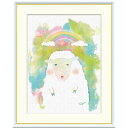 木下つぐみ 「ひつじ」 F8号(額外寸61x49cm) 高精彩工芸画 額付き 複製画 動物画 風水開運画 かわいい グリーン