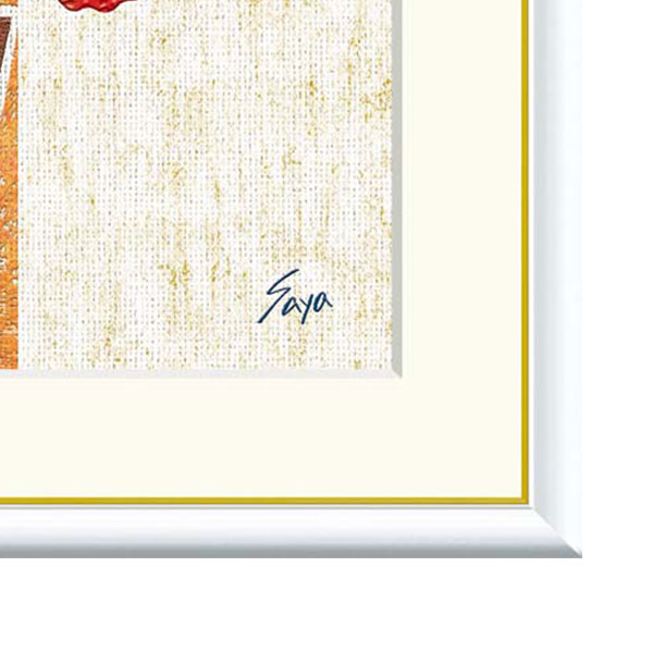 佐藤沙耶 「バラ」 F8号（額外寸61x49cm） 高精彩工芸画　額付き　複製画　静物画　風水　開運画　赤とピンクの花　ブーケ　花言葉は「愛情」「幸福」