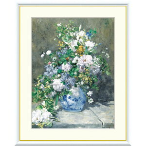 ルノワール 「春のブーケ」 F4号/F6号 高精彩工芸画+手彩入り 額付き 複製画 作品 絵画 美術品 アート 印象派 静物画 春の花 花束 フォッグ美術館(米)所蔵