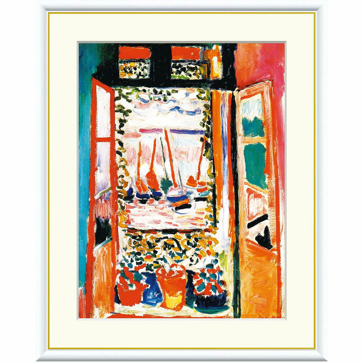 アンリ・マティス 「コリウールの窓」 F8号（額外寸61x49.5cm） 高精彩工芸画＋手彩入り 額付き 複製画 作品 絵画 美術品 アート 表現主義 フォーヴィズム マチス ワシントンナショナルギャラリー（米）所蔵 オープンウィンドウ