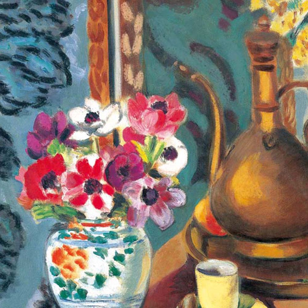 アンリ・マティス 「花とコーヒーカップ」 F8号（額外寸61x49.5cm） 高精彩工芸画＋手彩入り 額付き 複製画 作品 絵画 美術品 アート 表現主義 フォーヴィズム マチス 3