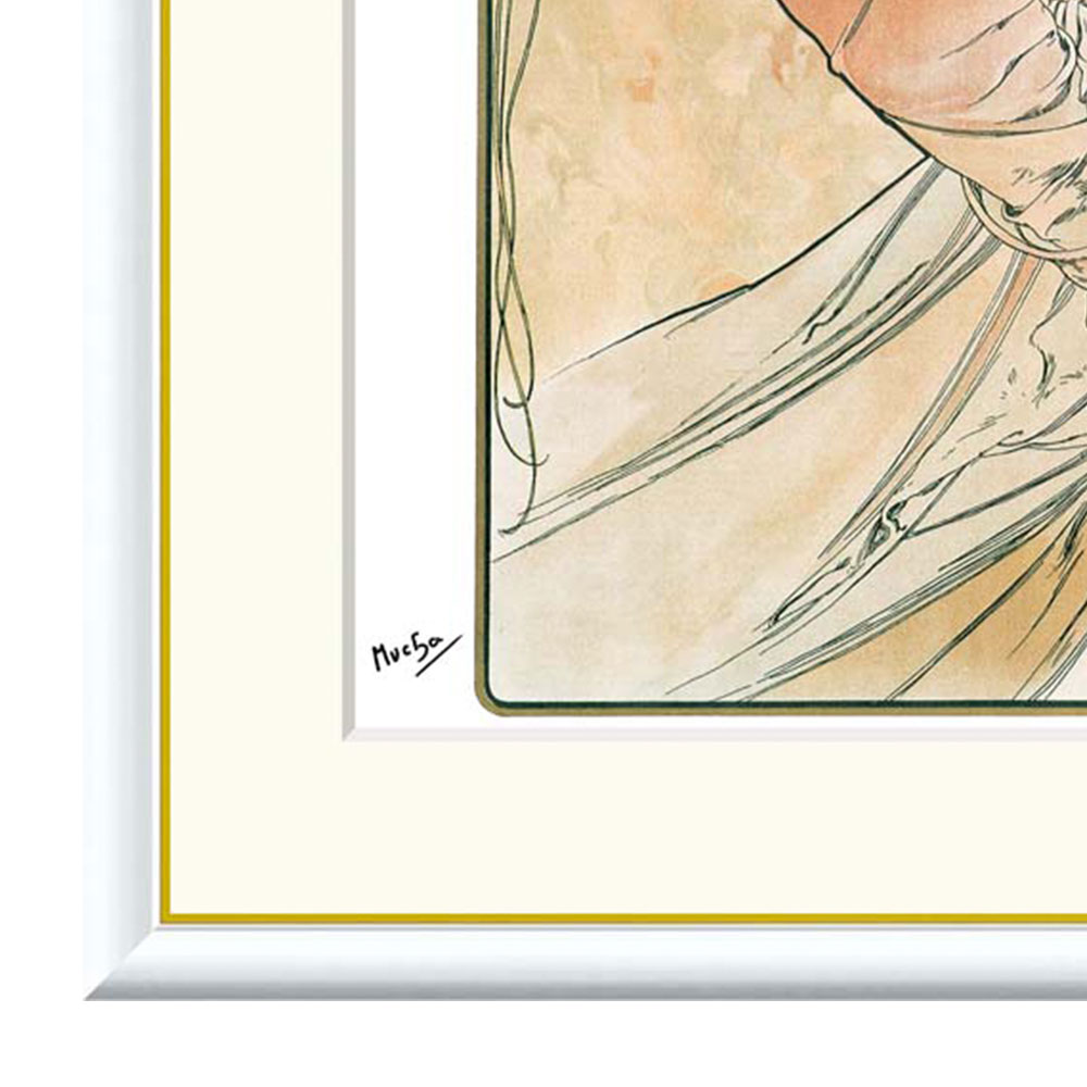 ミュシャ 「芸術：絵画」 F8号（額外寸61x49.5cm） 高精彩工芸画＋手彩入り 額付き 複製画 作品 絵画 美術品 アート アールヌーボー 肖像 美人画 Mucha 2