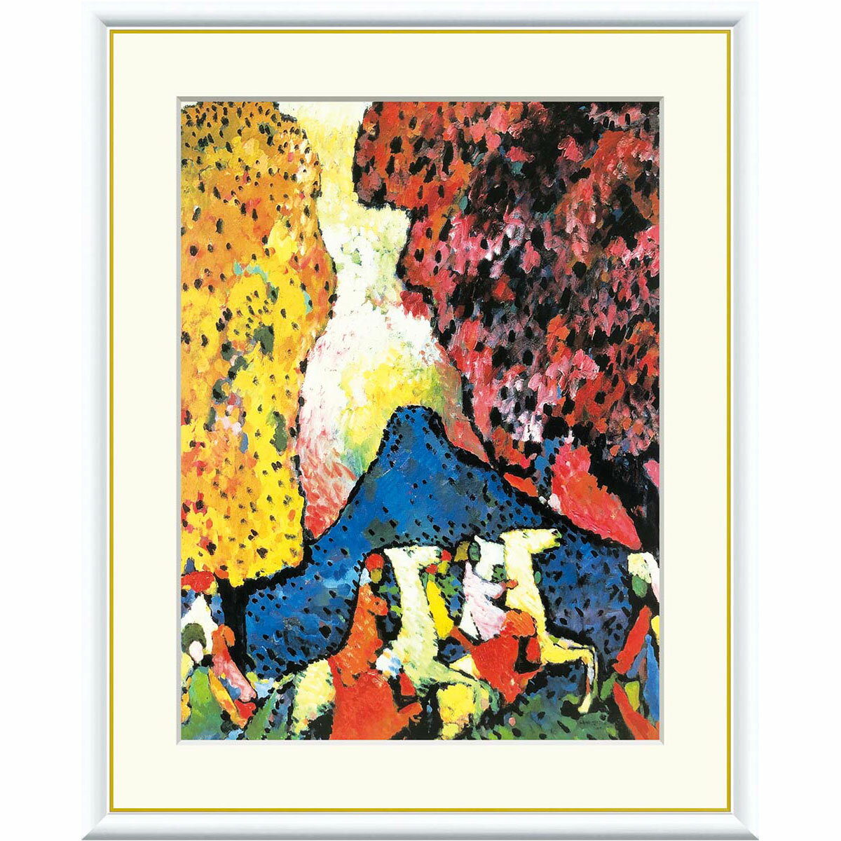 カンディンスキー「青い山」F4号／F6号 高精彩工芸画 複製画 額付き 抽象画 前衛芸術家 グッゲンハイム美術館（アメリカ）所蔵