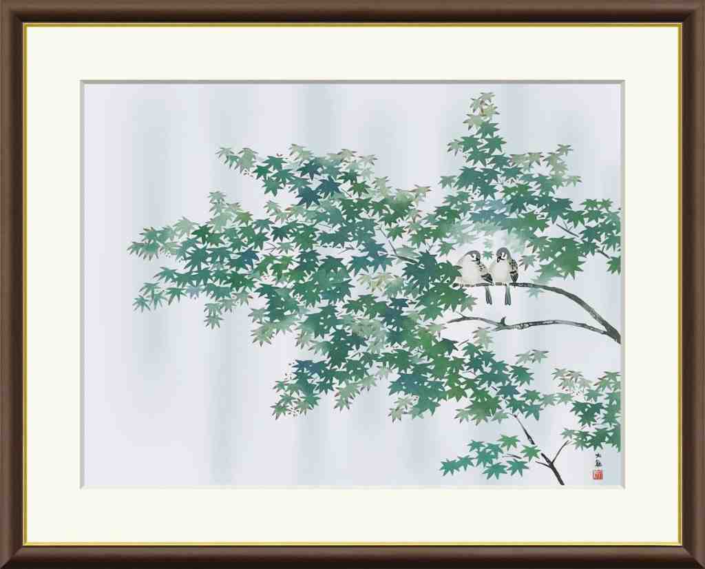 横山大観 「緑雨」F6号／F4号 高精彩工芸画 複製画 額付き 額絵 額装画 額入りの絵 日本画 名画レプリ..