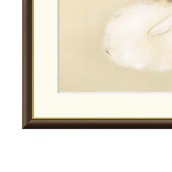竹内栖鳳 「宇佐幾」F8号（額外寸61x50cm） 高精彩工芸画 複製画 額付き 額絵 額装画 額入りの絵 日本画 名画レプリカ うさぎ 兎 3