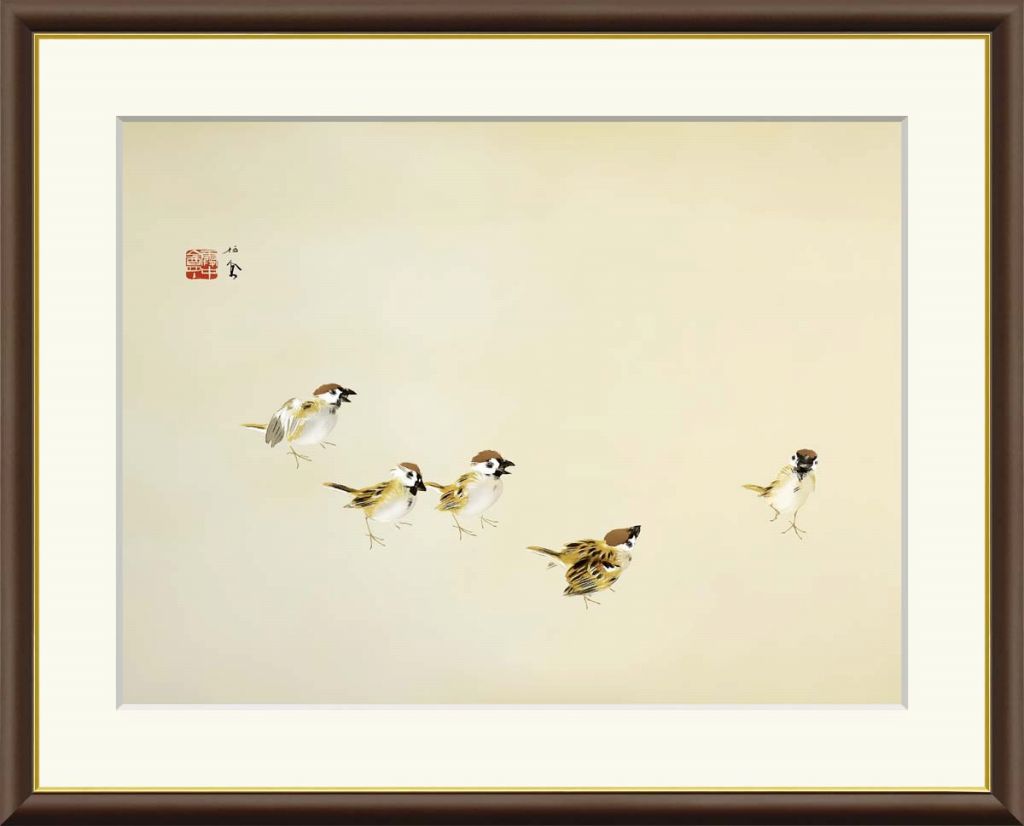 樂天商城 - 竹内栖鳳 「喜雀」F6号／F4号 高精彩工芸画 複製画 額付き 額絵 額装画 額入りの絵 日本画 名画レプリカ