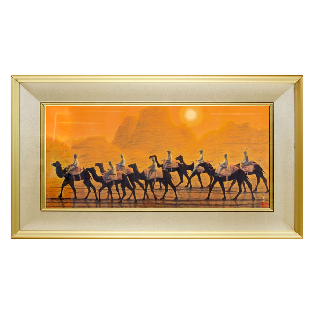 平山郁夫、2L判サイズ、2枚「①バーミヤン大石仏、②月光流砂らくだ行」 平山郁夫 絵画 月光らくだ行 【複製】【美術印刷】【巨匠】【変型特寸