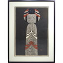 版画 河野薫 「こけし Kokeshi」 オリジナル 木版画 1955年頃の制作 【カビあり】 額入り 作家直筆の鉛筆サインあり 現代木版画 静物画 和風 玩具...