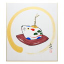 開運色紙 西村励魚 「干支ねずみ」 日本画 真筆 肉筆画 手描き 動物画 縁起画 子年の方の縁起物 安産祈願 ねずみ年 創画展入選