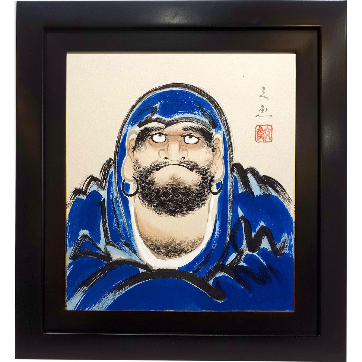 互いに睨めっこしてる凄い達磨大師‼️額入り達磨大師絵像■優れ物■ 互いに睨めっこしてる凄い達磨大師‼️額入り達磨大師絵像□優れ物