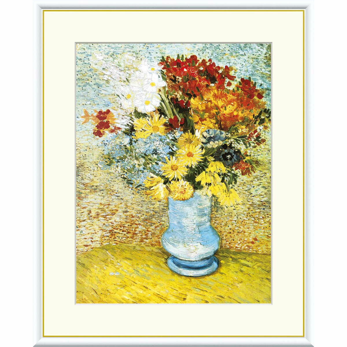 ゴッホ 「ひな菊とアネモネ」F4号／F6号 額入り 複製画 高精彩工芸画 額絵 額装画 名画 レプリカ 透明..