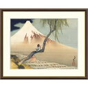 ● 葛飾北斎 「富士と笛吹童図」 額入り 複製画 高精彩工芸画 額装画 名画 レプリカ 原画は肉筆画 スミソニアン フリーア美術館(アメリカ)所蔵 J2-134...