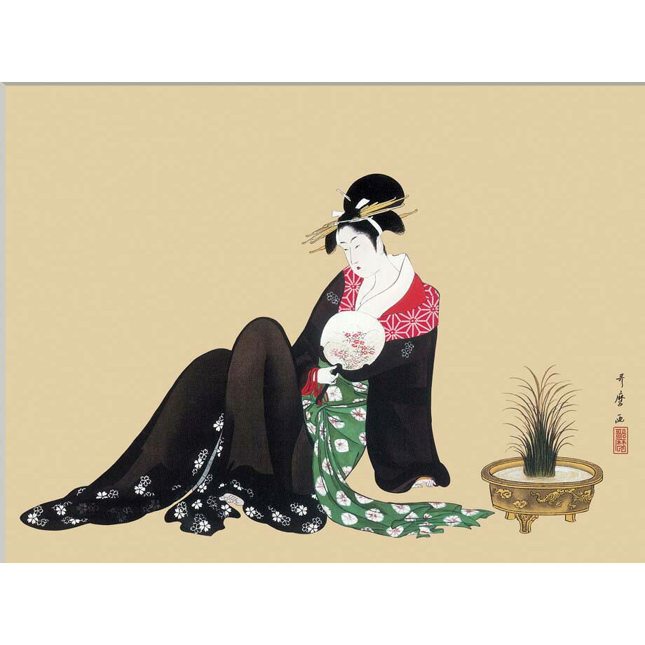 やまとや画廊の● 喜多川歌麿 「納涼美人図」額入り 複製画 高精彩工芸画 額装画 肉筆浮世絵 名画 レプリカ 人物 美人画 千葉市美術館所蔵 J2-145 【納期：1週間】｜アングル2