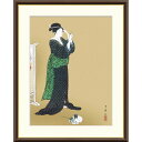 ● 喜多川歌麿 「夏姿美人図」額入り 複製画 高精彩工芸画 額装画 肉筆浮世絵 名画 レプリカ 人物 美人画 遠山記念館所蔵 J2-146 【納期:1週間】