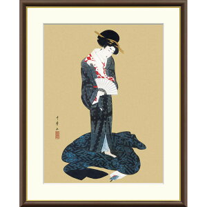 ● 喜多川歌麿 「更衣美人図」額入り 複製画 高精彩工芸画 額装画 肉筆浮世絵 名画 レプリカ 人物 美人画 出光美術館所蔵 J2-147 【納期:1週間】