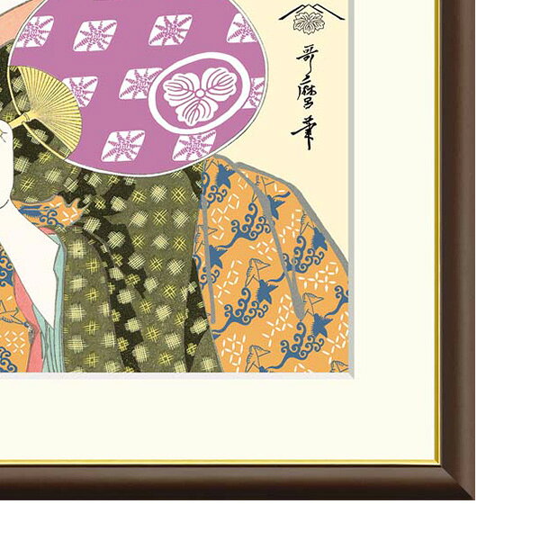 やまとや画廊の● 喜多川歌麿 「団扇を持つおひさ」額入り 複製画 高精彩工芸画 額装画 浮世絵 大首絵 名画 レプリカ 人物 美人画 錦絵 木版画 蔦屋 J5-G004 【納期：1週間】｜アングル3