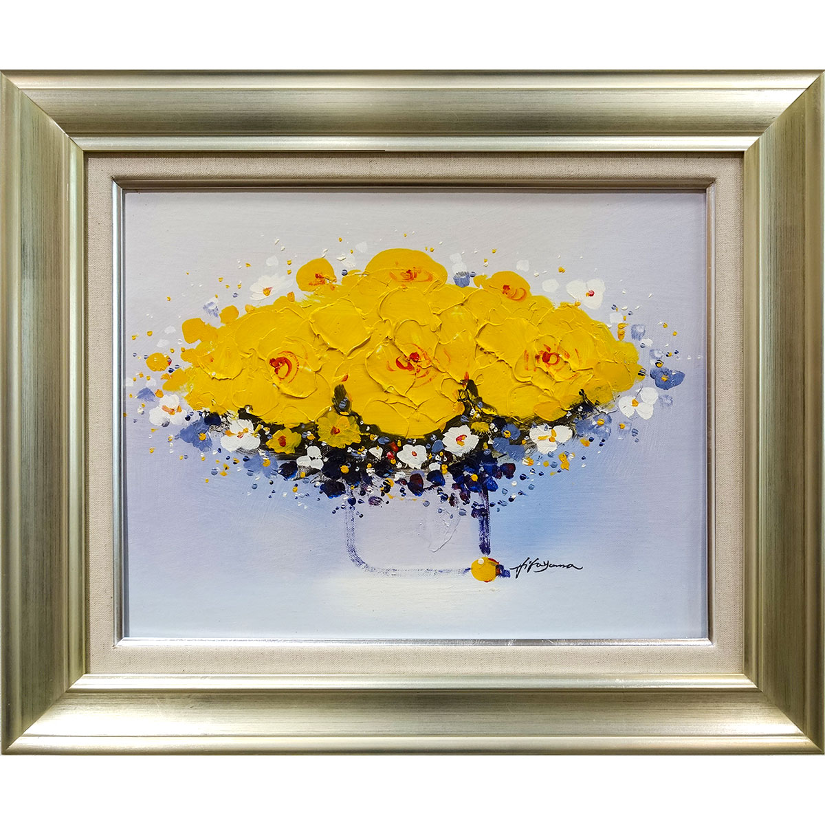 【美品】油彩画 高級額付き ガラス製 花 花瓶 楽天市場】花瓶 ガラス(カラーイエロー)(油彩画|絵画
