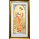 ★ 版画 ミュシャ 「夏・四季(1900年) 」 ジクレー 額入り ミュシャ財団承認 エンボス印入り 美人画 アールヌーヴォ— 連作 季節 Summ...