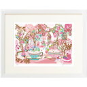 ★ ホラグチカヨ 「bouget of roses pink」 ジクレー版画 額付き 額装画 複製画 グラフィックアート ジークレー かわいい ピンク色 女の子...