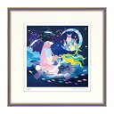 ★ ホラグチカヨ 「コンタクトレンズのボートに乗って」 ジクレー版画 額付き 額装画 複製画 グラフィックアート ジークレー かわいい 動物 作品 正方形の絵 ...