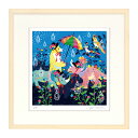 ★ ホラグチカヨ 「宝石みたいな雨が降った日」 ジクレー版画 額付き 額装画 複製画 グラフィックアート ジークレー かわいい 動物 作品 正方形の絵 新築祝い...