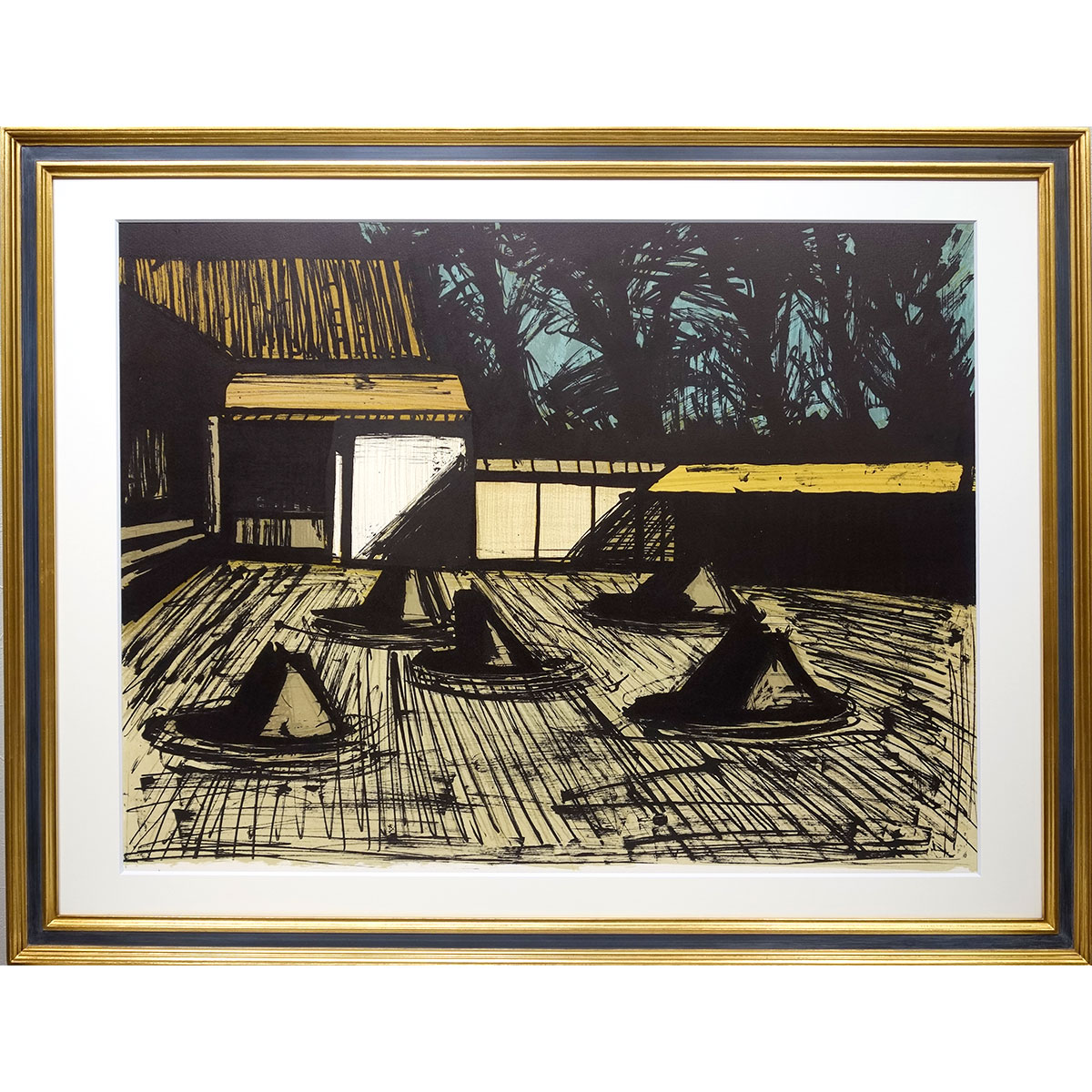 版画 ベルナール・ビュフェ 「竜安寺 石庭」 リトグラフ 額入り 龍安寺 日本の古寺 三部作 E.A.（作家保存）版 1982年制作 15号相当 直筆サインあり 京都 Kyoto 古都 名所絵 Bernard Buffet ビュッフェ 【納期：在庫のみ】