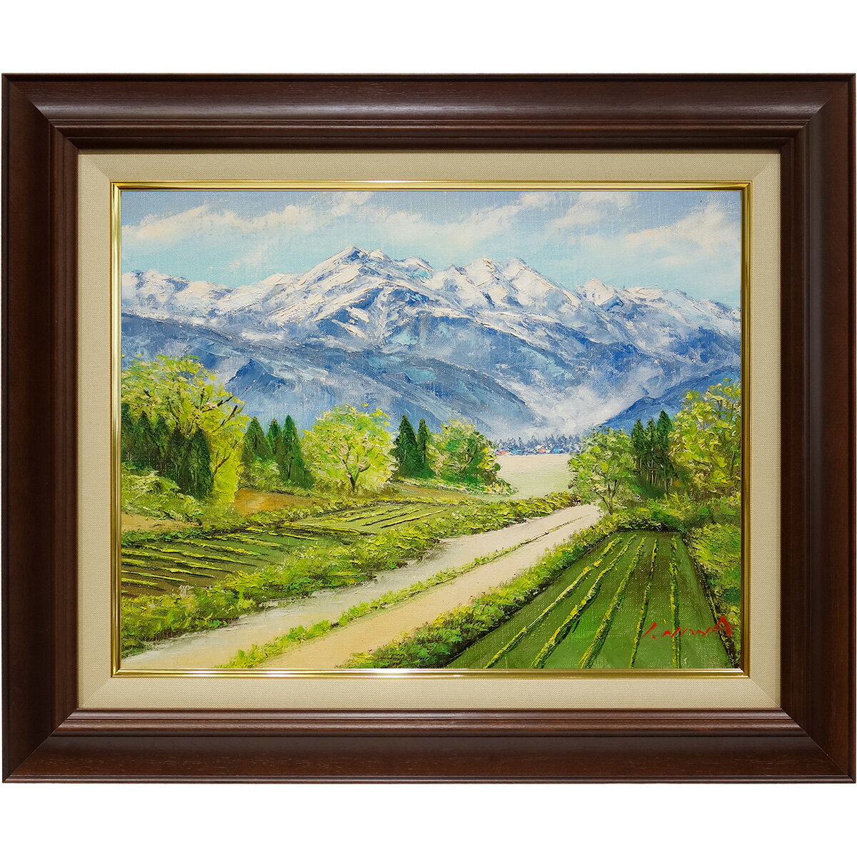 樂天商城 - 油彩画 F6号 丹羽勇「爺ヶ岳」真筆 肉筆 描き下ろし 額入り 油絵 風景画 登山 遠望 飛騨山脈 山岳 インテリア絵画 アート 玄関 リビング 和室 壁掛け 新築祝い 贈答品 在庫限り 即納セール