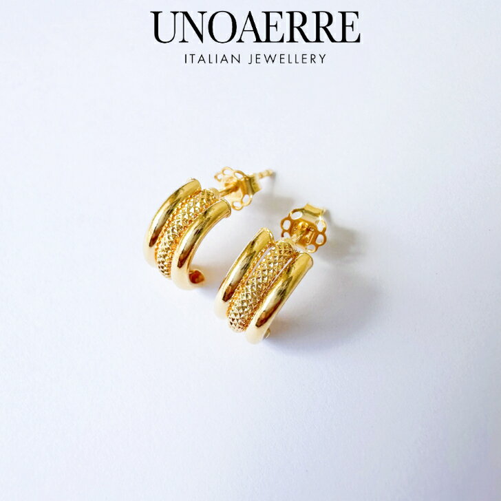Rakuten - UNOAERRE ウノアエレ ピアス 18金 K18 ゴールド ピアス シンプル イタリア製 巾着袋＆ジュエリーBOX付き！ プレゼント