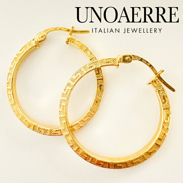 UNOAERRE ウノアエレ ピアス 18金 K18 イエローゴールド フープピアス イタリア製 巾着袋＆ジュエリーBOX付き！ プレゼントのサムネイル