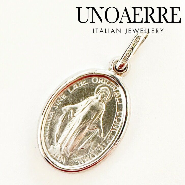 UNOAERRE ウノアエレ ペンダント マリア 18金 K18　ホワイトゴールド ペンダントヘッド ペンダントトップ 不思議のメダイ マリア マリア様 コイン お守り イタリア製 巾着袋＆ジュエリーBOX付き！ プレゼントのサムネイル