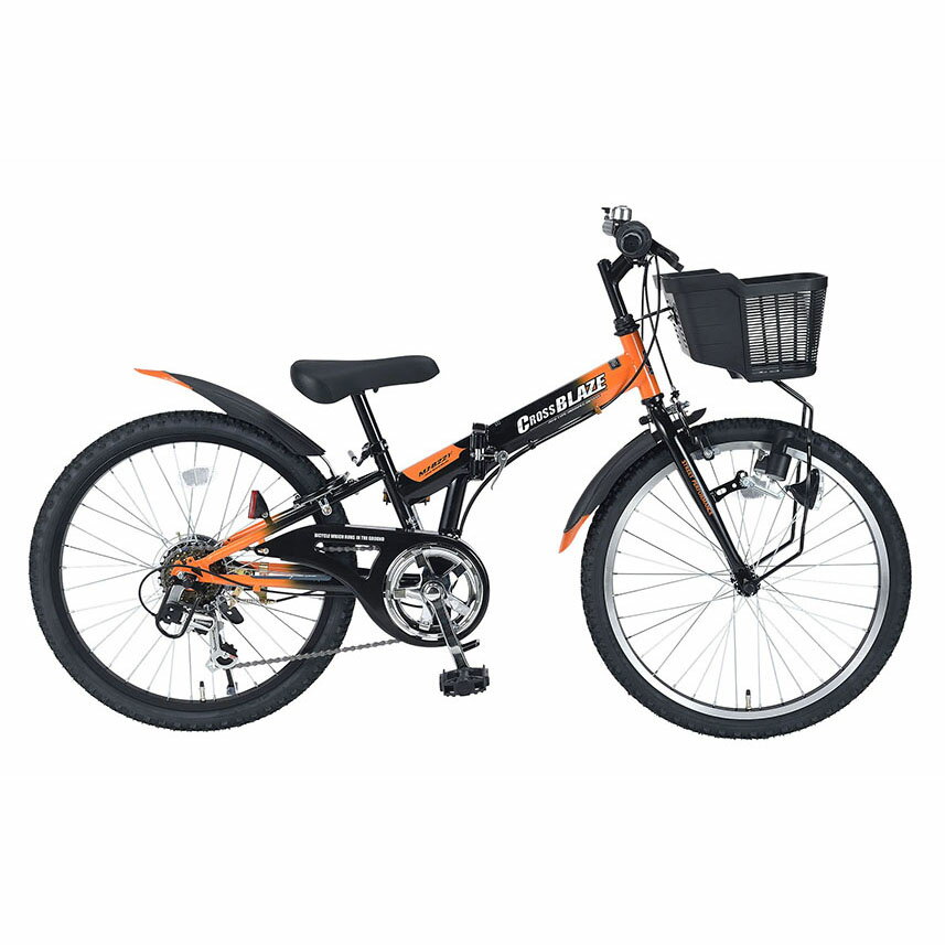 Mypallas 22インチ キッズ折畳マウンテンバイク（ブラック）MJ822F CROSSBLAZE マイパラス折畳ジュニアMTB22・6SP22型6段ギア バスケット ジュニアMTB 折りたたみ LEDダイナモライト リング錠 マッドガード 2025年モデル 子供用自転車
