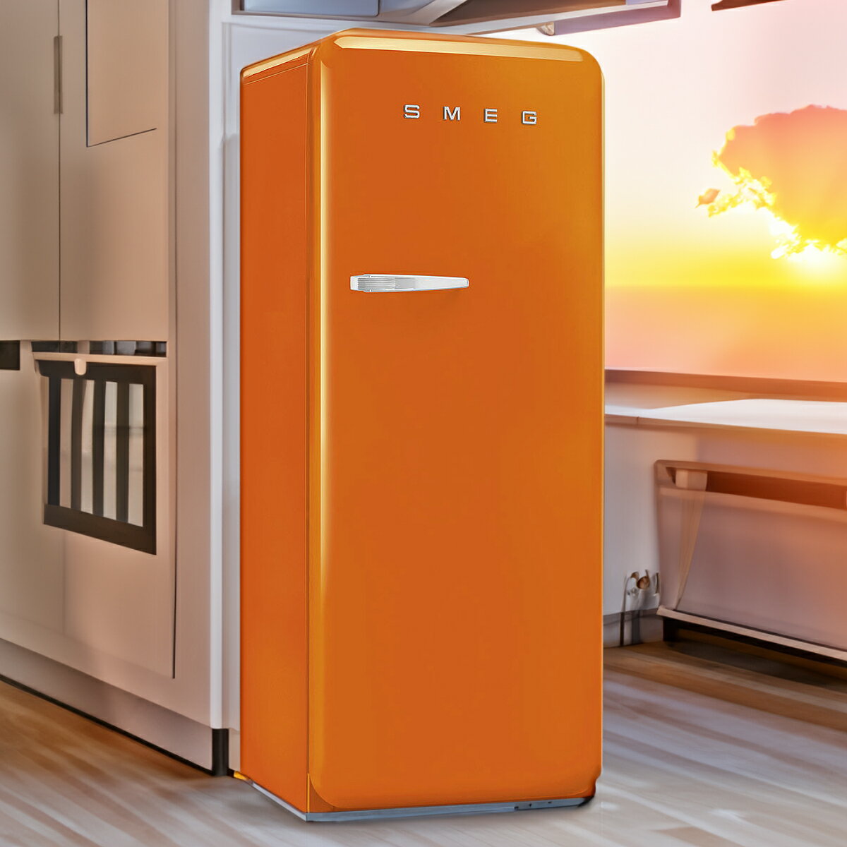 【配送・設置費込】SMEG 冷蔵庫 270L ワンドア・右開き 【orange/オレンジ】FAB28ROR5JPスメッグ REFRIGERATOR レトロ おしゃれ家電 イタリアブランド モダン ポップ 冷蔵 冷凍 チルド 野菜 ポ…