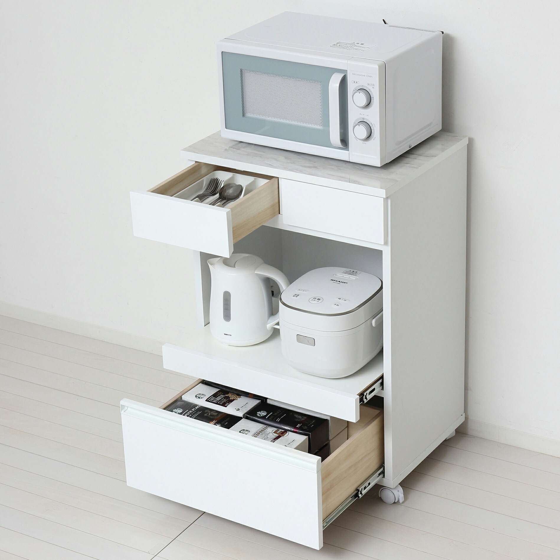 コンパクトレンジワゴン 完成品ホワイト 237...の紹介画像2