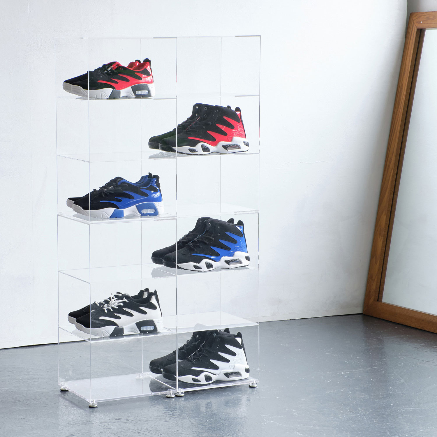 アクリルラック2個組（シューズ6足収納）高56cmクロシオ 23370アクリルケース 収納 ショーケース コレ..