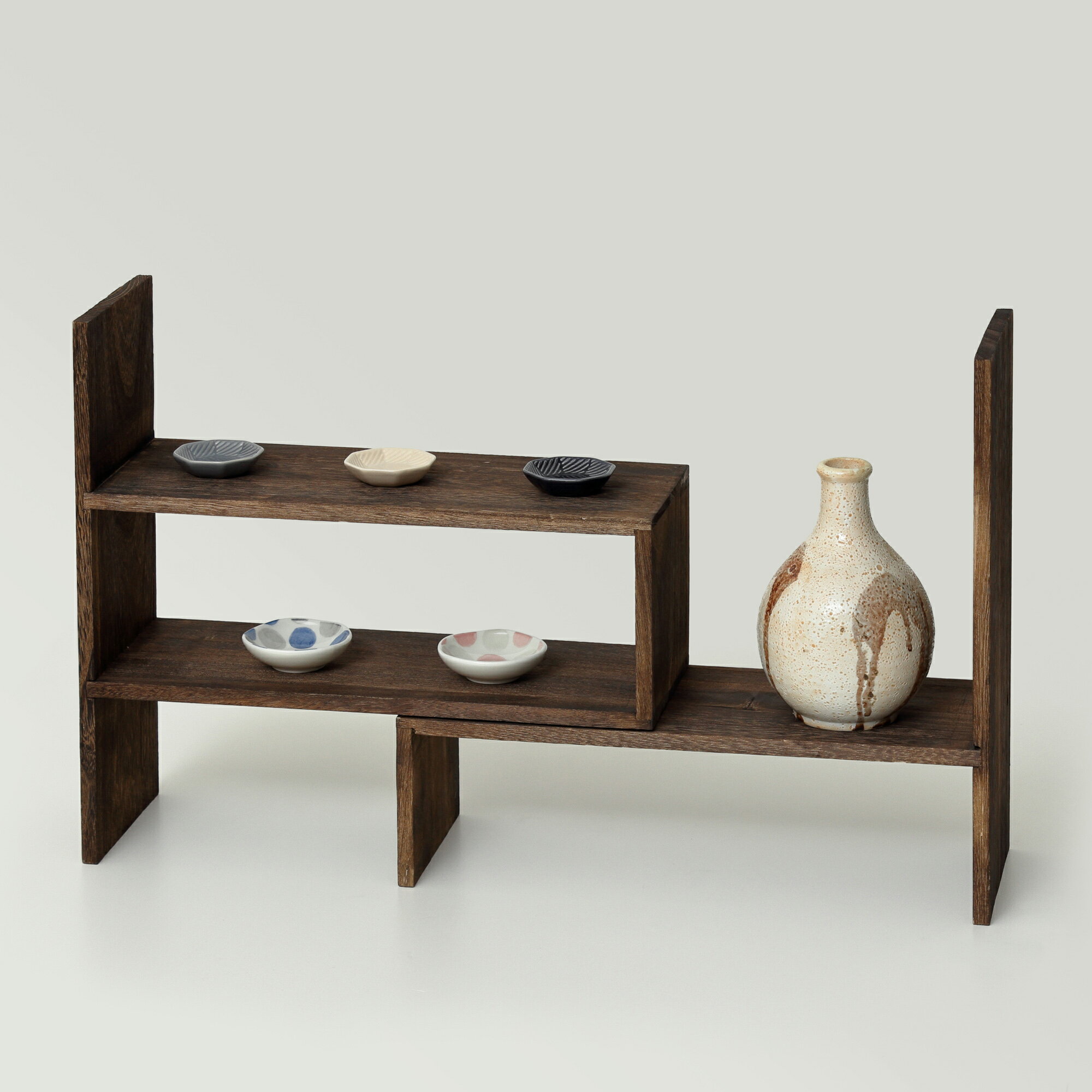 完成品 焼桐 スライドディスプレイラッククロシオ 64855収納 ショーケース 天然木 ディスプレイケース コーナーラック