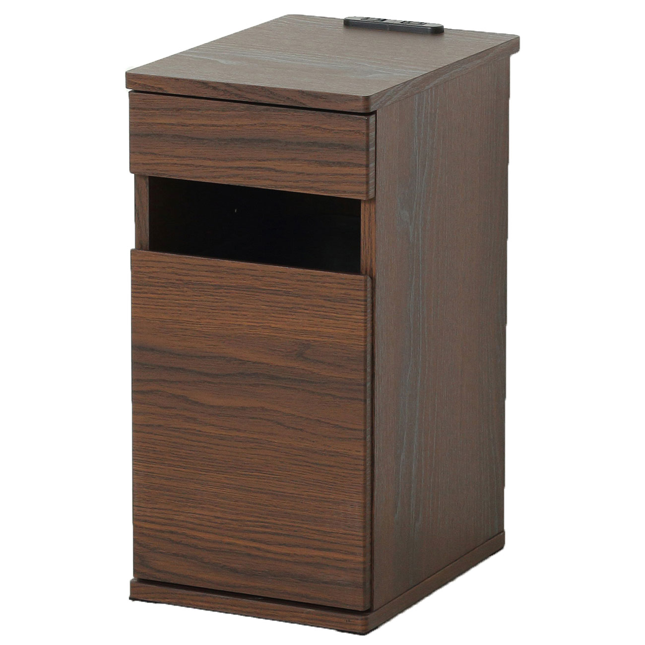 ダストボックス収納型サイドテーブル（ブラウン）【完成品】コンセント付82315 ク...