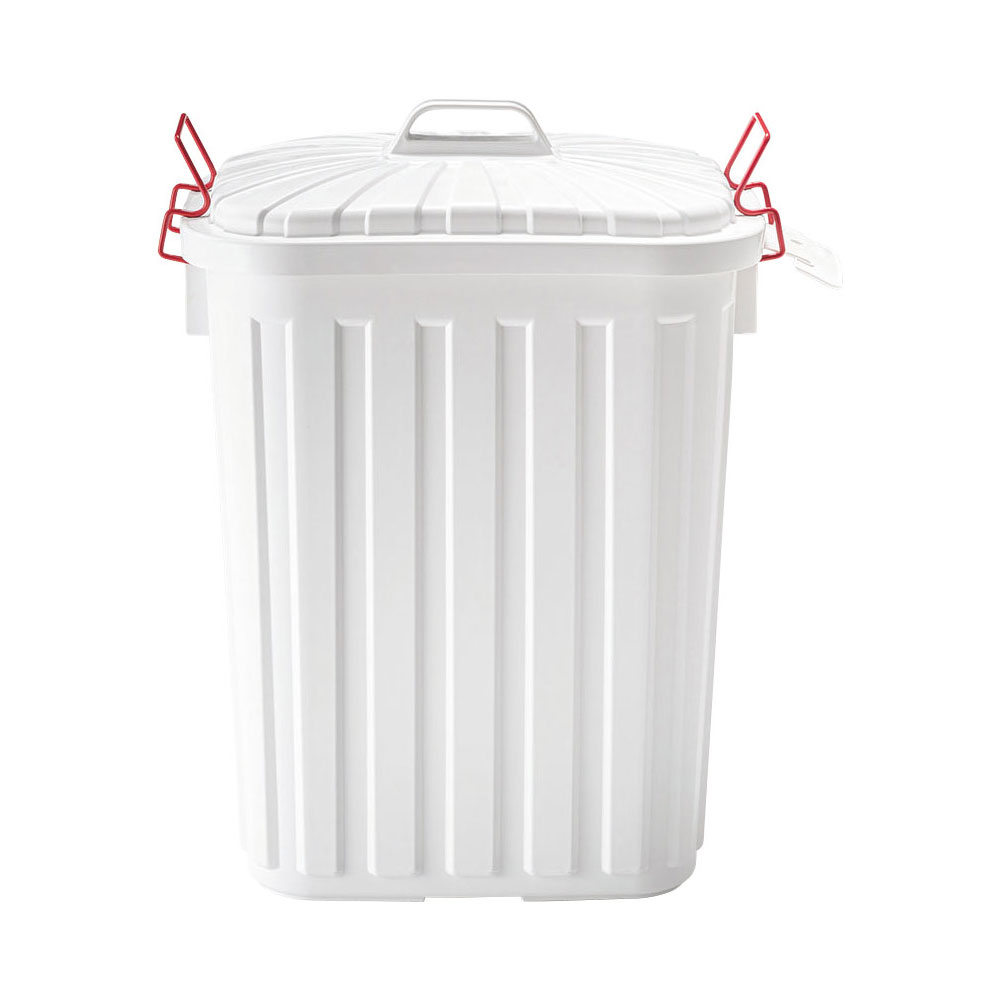 ☆うれしい3年保証☆日本製レトロなゴミ箱 大容量60L(ホワイト)【完成品】LFS-938WHごみ箱 ダストボックス 分別 ポリエチレン プラスチック シンプル 耐衝撃 ベランダ 野外 フタ付き 蓋付き ロック 軽い 軽量 お手入れ簡単 おしゃれ azumaya