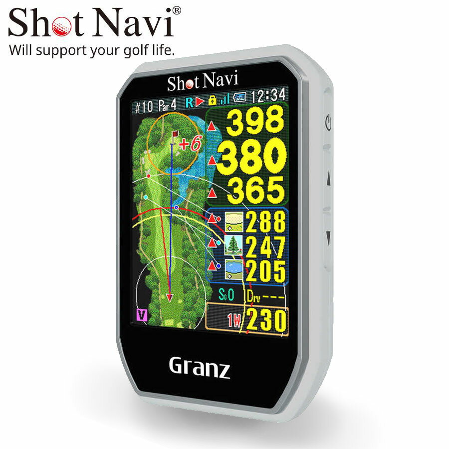 ShotNavi/ショットナビ Granz(ホワイト)グランツ 〔ハンディタイプ〕タッチパネル 特許取得 アプリ コースレイアウト 国内100%対応 高精度 ゴルフナビ 日本製 カラー 持ち運び ポケット プレゼント GPS（ポイント10倍）