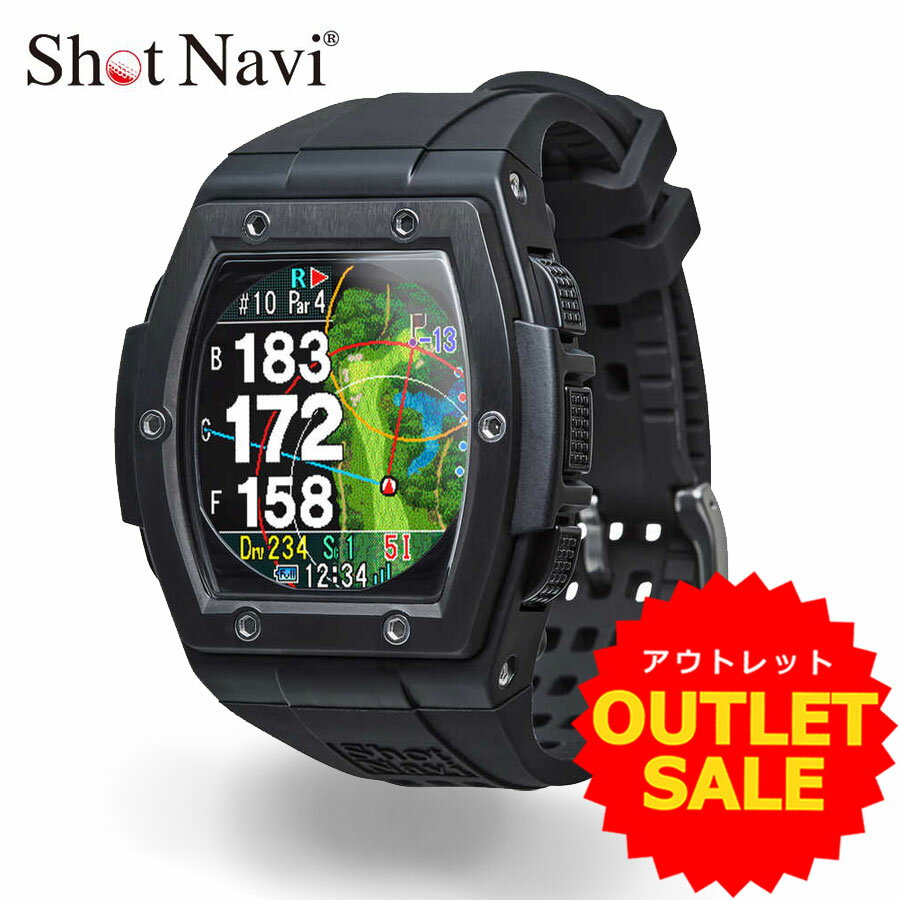 《2大特典付》【お買い得 アウトレット】ShotNavi/ショットナビ Crest ブラッククレスト〔ゴルフウォッチ〕多機能 日本製 使いやすい 特許取得 国内100% 高低差 高精度 プレゼント GPSゴルフナ…