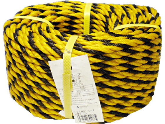 【マラソン限定クーポン★11日9:59迄ポイント2倍】紺屋商事 標識ロープ ＃9 50m 黄 黒 00720036 トラロープ 荷造り紐 梱包のサムネイル