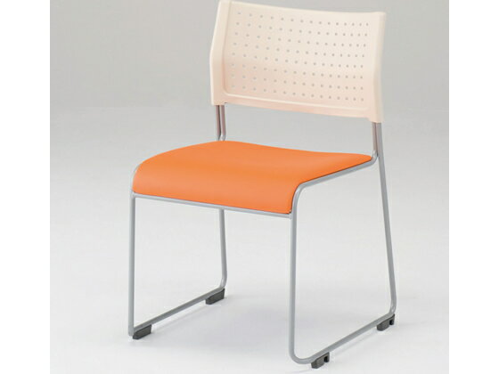 【店内全品ポイント2倍★28日9:59迄】【メーカー直送】アイリスチトセ スタッキングチェア 座クッションオレンジ ASL-110PV-OG【代引不可】